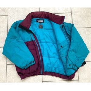 Vintage Y2K Ski Retro Puffer Jacket Pacific Trail Large Teal Maroon Lightweight